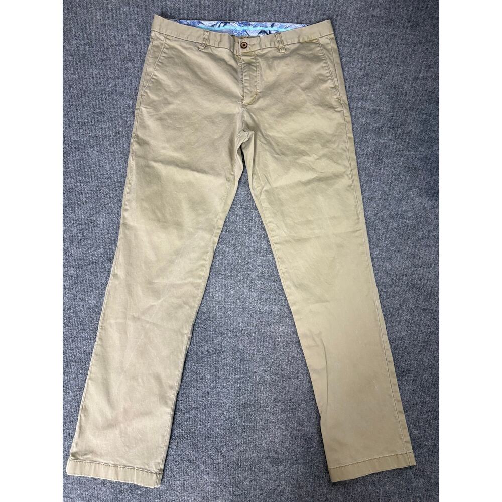 Tommy Bahama Khaki Flat Front Chino Pants Men's 36x32 Cotton Blend Classic Fit